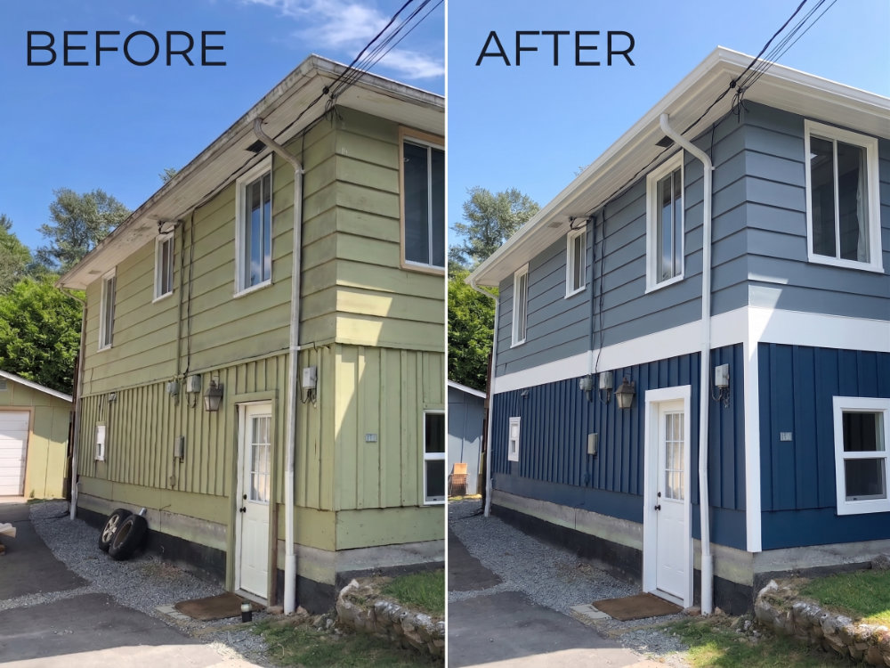 Exterior Blue House - Billy Goat Painting Kelowna